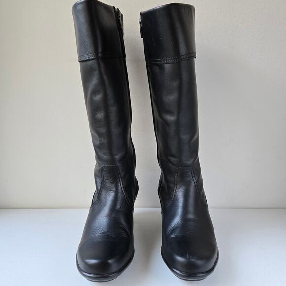 Dansko Risa Tall Leather Low Heel Black Riding Knee High Boots FLAW Womens Sz 39 - Picture 3 of 16